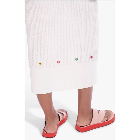 Staud Cecily Open-Back Cable-Knit Maxi Dress White Rainbow Eyelet Detail Medium - Picture 4 of 16